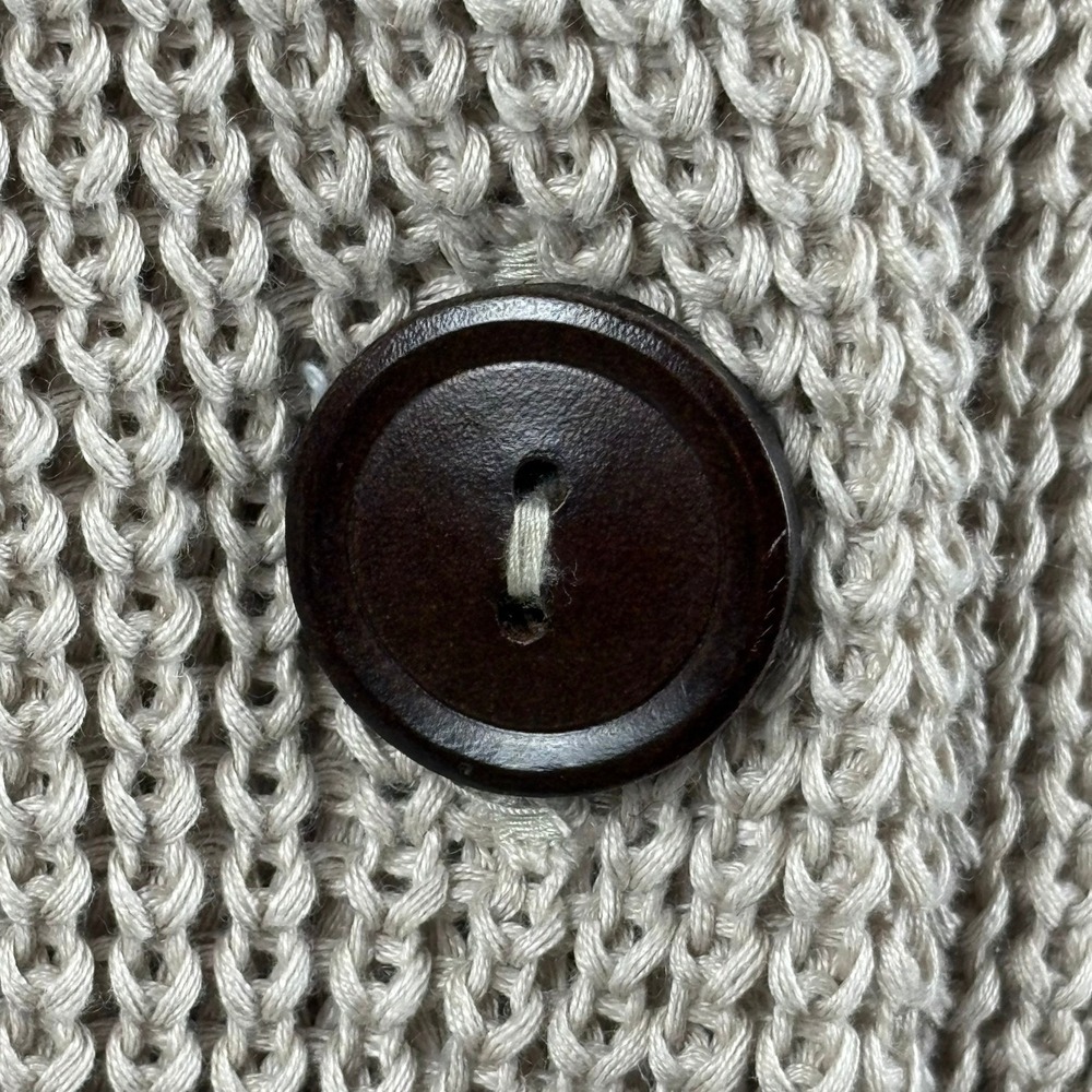 Vince 100% Linen Chunky Knit Cardigan Sweater Womens M Beige Buttons Preppy - Picture 6 of 9
